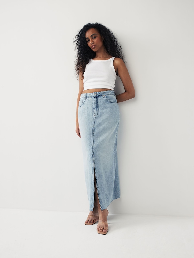 Mid Blue Hourglass Denim Maxi Skirt - Image 2 of 7