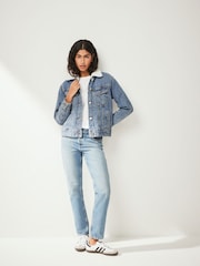 Mid Blue Borg Lined Denim Jacket - Image 2 of 8