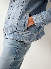 Mid Blue Borg Lined Denim Jacket - Image 5 of 8