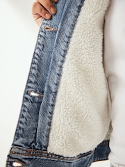 Mid Blue Borg Lined Denim Jacket - Image 6 of 8
