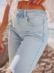 Bleach Blue Denim Knee Length Shorts - Image 5 of 9
