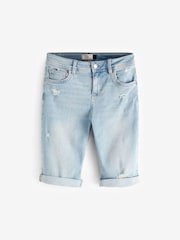 Bleach Blue Denim Knee Length Shorts - Image 6 of 9