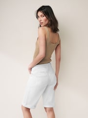 White Denim Knee Length Shorts - Image 3 of 6