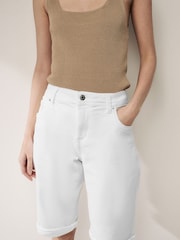 White Denim Knee Length Shorts - Image 4 of 6
