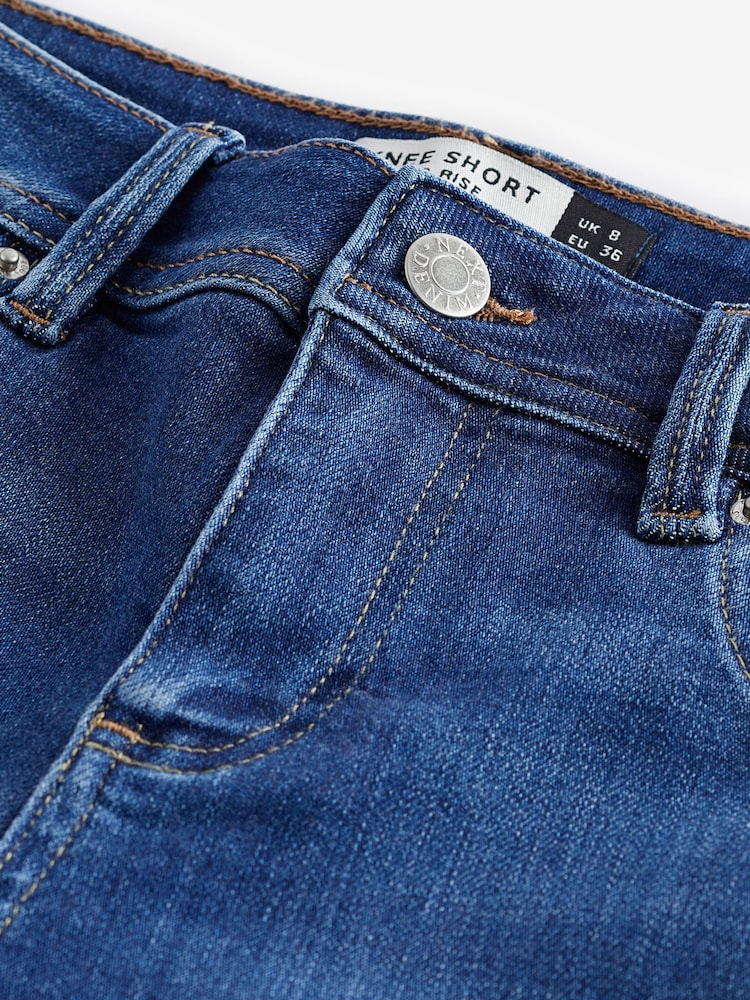 Mid Blue Denim Knee Length Shorts - Image 6 of 6