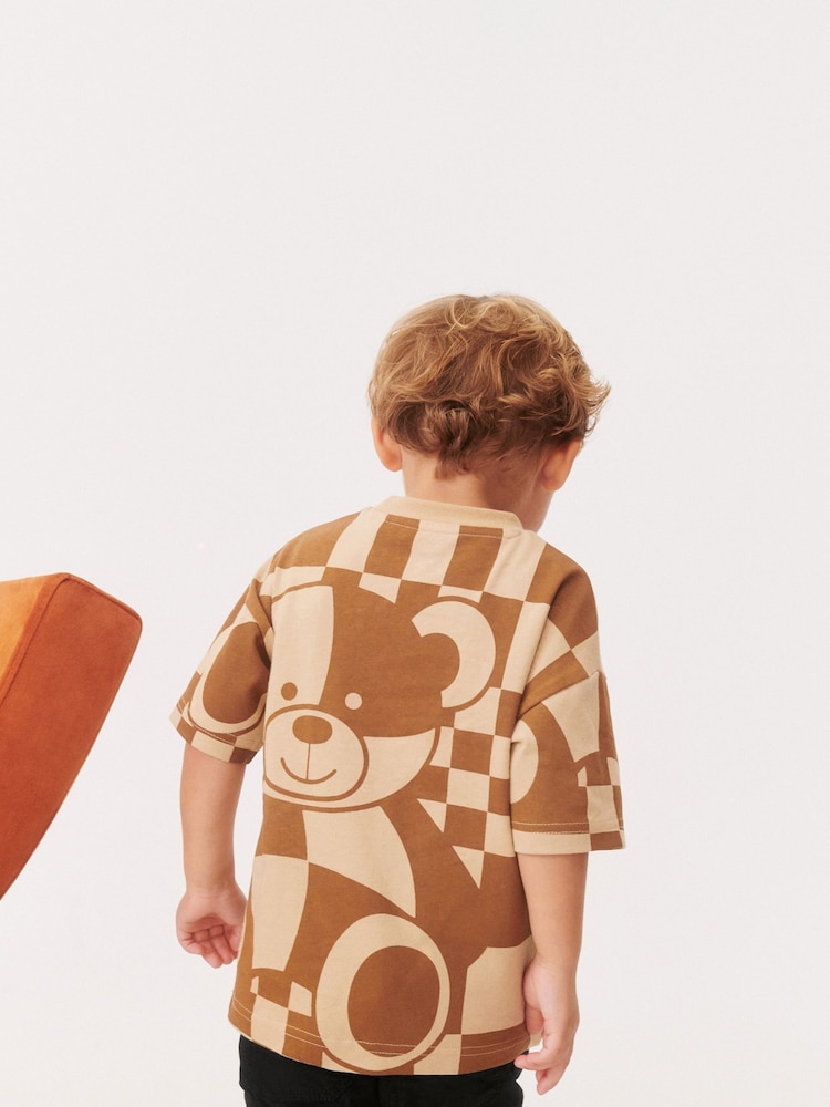 Tan Bear All-Over Print Short Sleeve T-Shirt (3mths-7yrs) - Image 2 of 5
