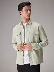 Sage Green Regular Fit Premium Texture Jersey Shacket - Image 1 of 7