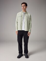 Sage Green Regular Fit Premium Texture Jersey Shacket - Image 2 of 7