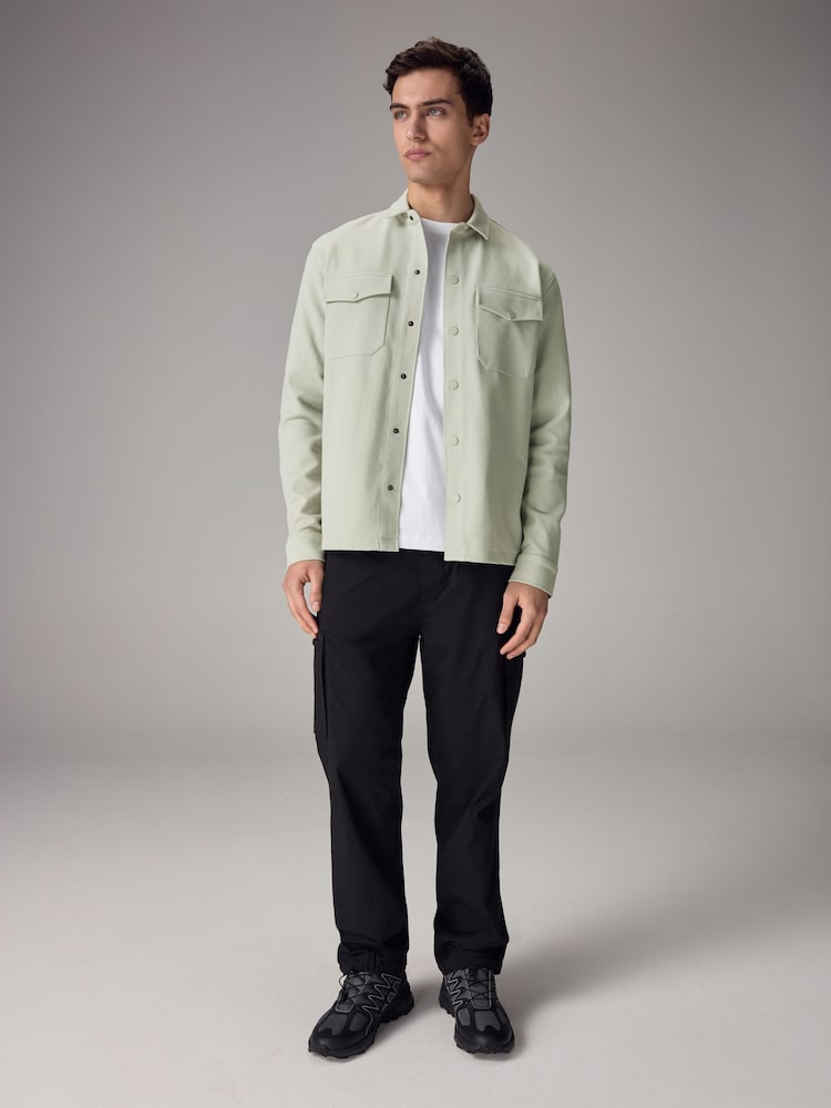 Sage Green Regular Fit Premium Texture Jersey Shacket - Image 2 of 7