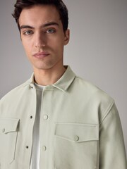 Sage Green Regular Fit Premium Texture Jersey Shacket - Image 4 of 7