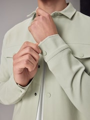 Sage Green Regular Fit Premium Texture Jersey Shacket - Image 5 of 7