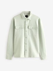 Sage Green Regular Fit Premium Texture Jersey Shacket - Image 6 of 7