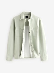 Sage Green Regular Fit Premium Texture Jersey Shacket - Image 7 of 7
