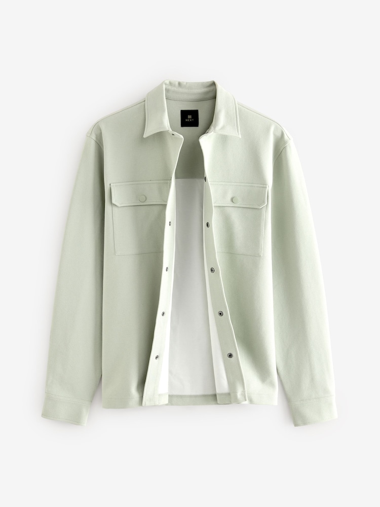 Sage Green Regular Fit Premium Texture Jersey Shacket - Image 7 of 7