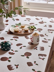 Natural Christmas Pudding Wipe Clean Table Cloth - Image 1 of 3