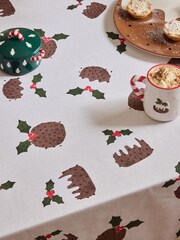 Natural Christmas Pudding Wipe Clean Table Cloth - Image 2 of 3