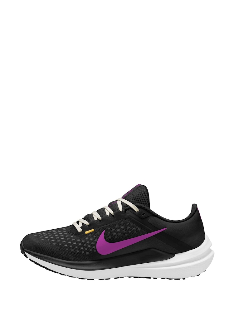 Nike Black/Purple Air Winflo 10 Road Running Trainers - Image 2 of 4