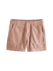 Rust Brown Cargo Utility Lightweight Denim Shorts - Image 5 of 6