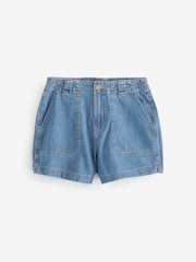 Mid Blue 100% Cotton Cargo Utility Lightweight Denim Shorts - Image 5 of 6
