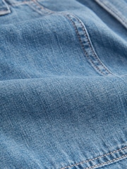 Mid Blue 100% Cotton Cargo Utility Lightweight Denim Shorts - Image 6 of 6