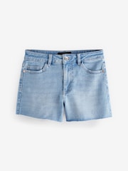 Light Wash Super Soft Raw Hem Denim Shorts - Image 5 of 6