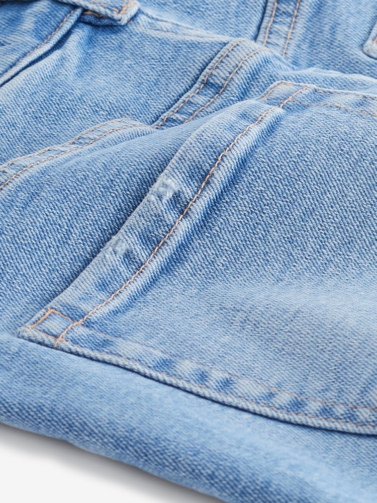 Light Wash Super Soft Raw Hem Denim Shorts - Image 6 of 6