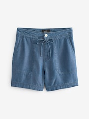Dunkelblau/Denim - Mittellange Shorts aus TENCEL™ mit Taillenschnürung - Bild 6 von 7