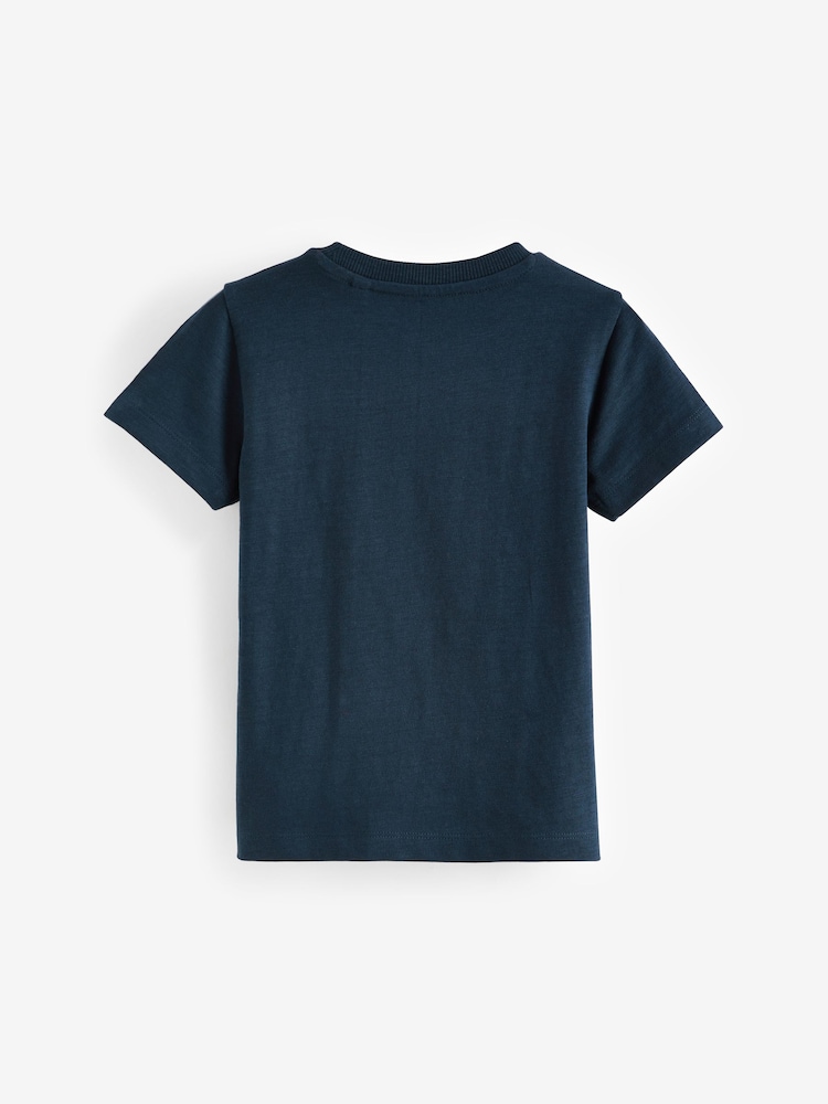 Navy/Red Appliqué Transport 100% Cotton Short Sleeve T-Shirt (3mths-7yrs) - Image 2 of 3