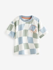 Blue/Green All-Over Print 100% Cotton Short Sleeve T-Shirt (3mths-7yrs) - Image 1 of 3