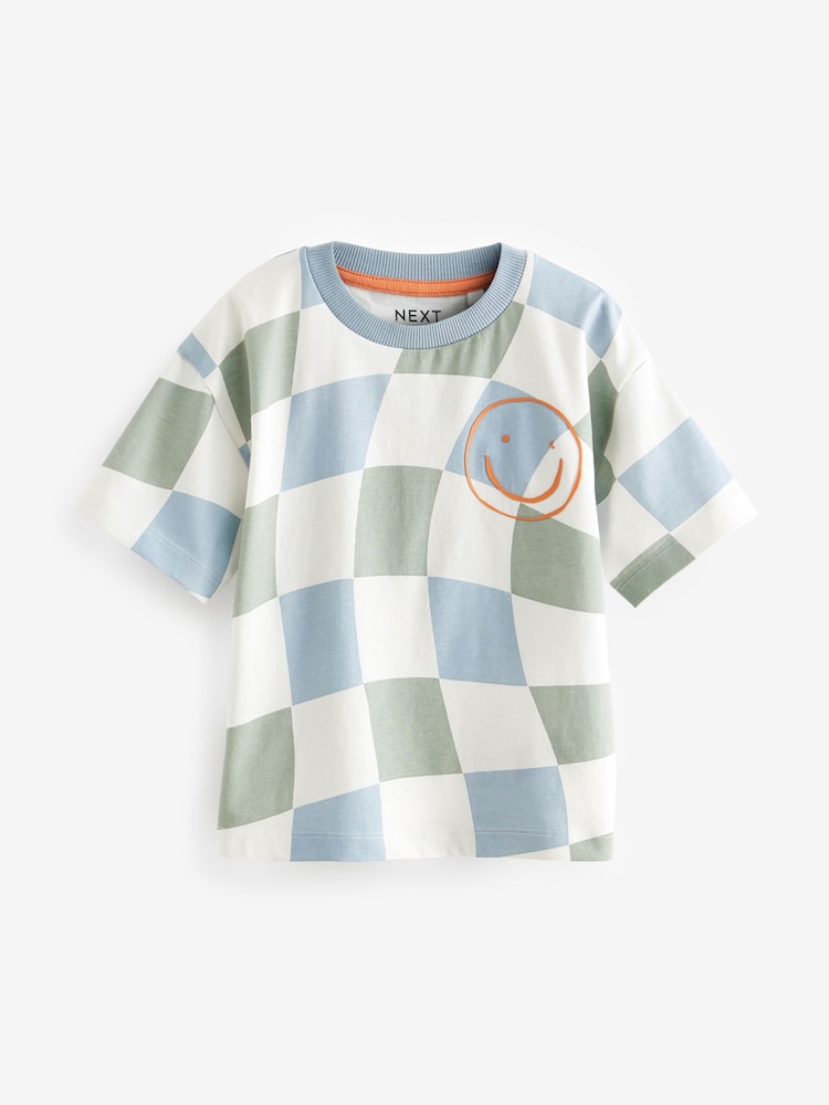 Blue/Green All-Over Print 100% Cotton Short Sleeve T-Shirt (3mths-7yrs) - Image 1 of 3