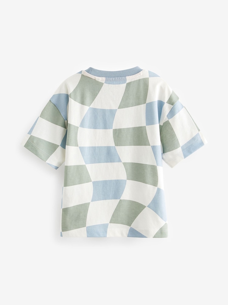 Blue/Green All-Over Print 100% Cotton Short Sleeve T-Shirt (3mths-7yrs) - Image 2 of 3