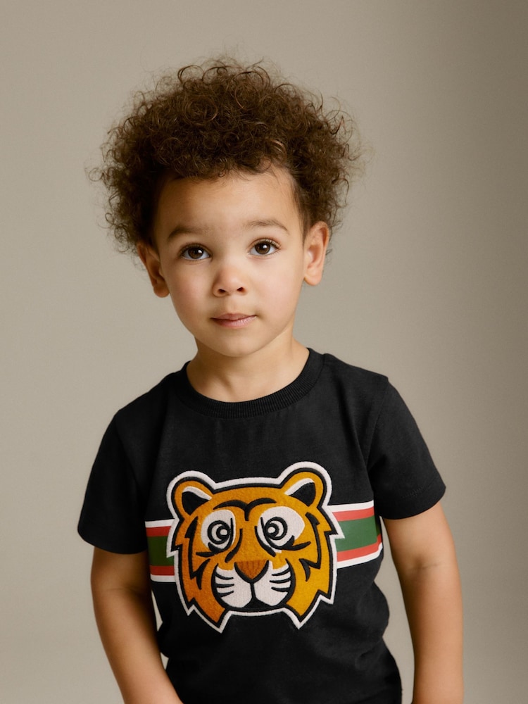 Black Appliqué Character Short Sleeve T-Shirt (3mths-7yrs) - Image 1 of 6