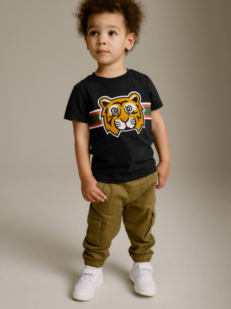 Black Appliqué Character Short Sleeve T-Shirt (3mths-7yrs) - Image 2 of 6