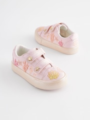 Pink Seashell Standard Fit (F) Embellished Touch Fasten Strap Trainers - Image 3 of 7