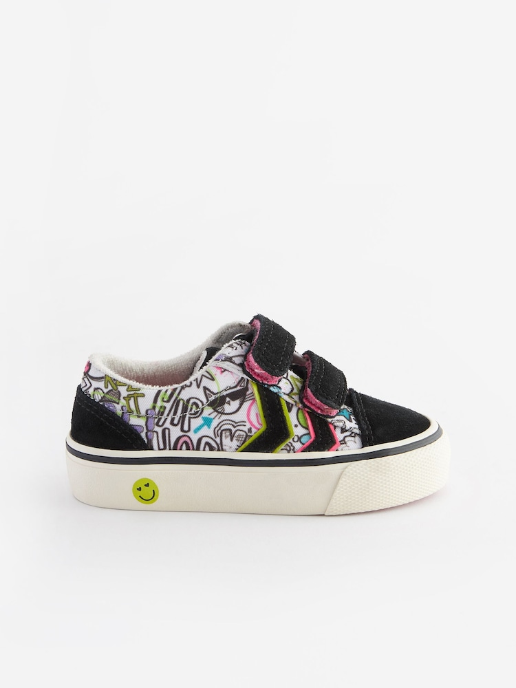 Black Touch Fasten Strap Printed Trainers - Image 2 of 6 Black Touch Fasten Strap Printed Trainers - Image 2 of 6