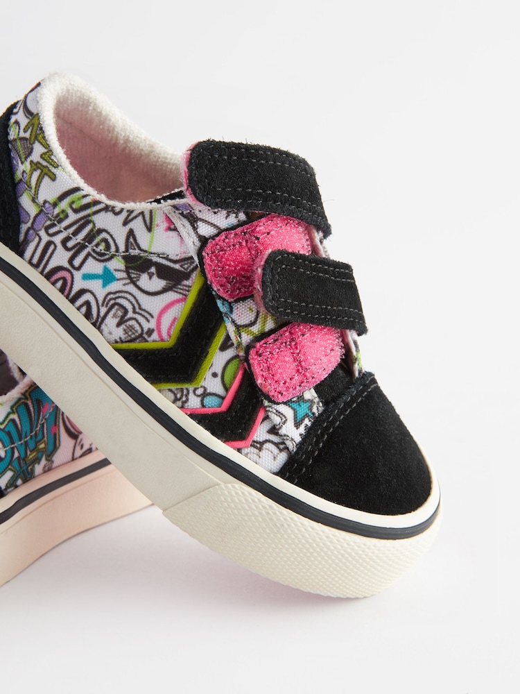Black Touch Fasten Strap Printed Trainers - Image 6 of 6