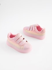 Pink Rainbow Shimmer Touch Fasten Light Up Trainers - Image 2 of 6