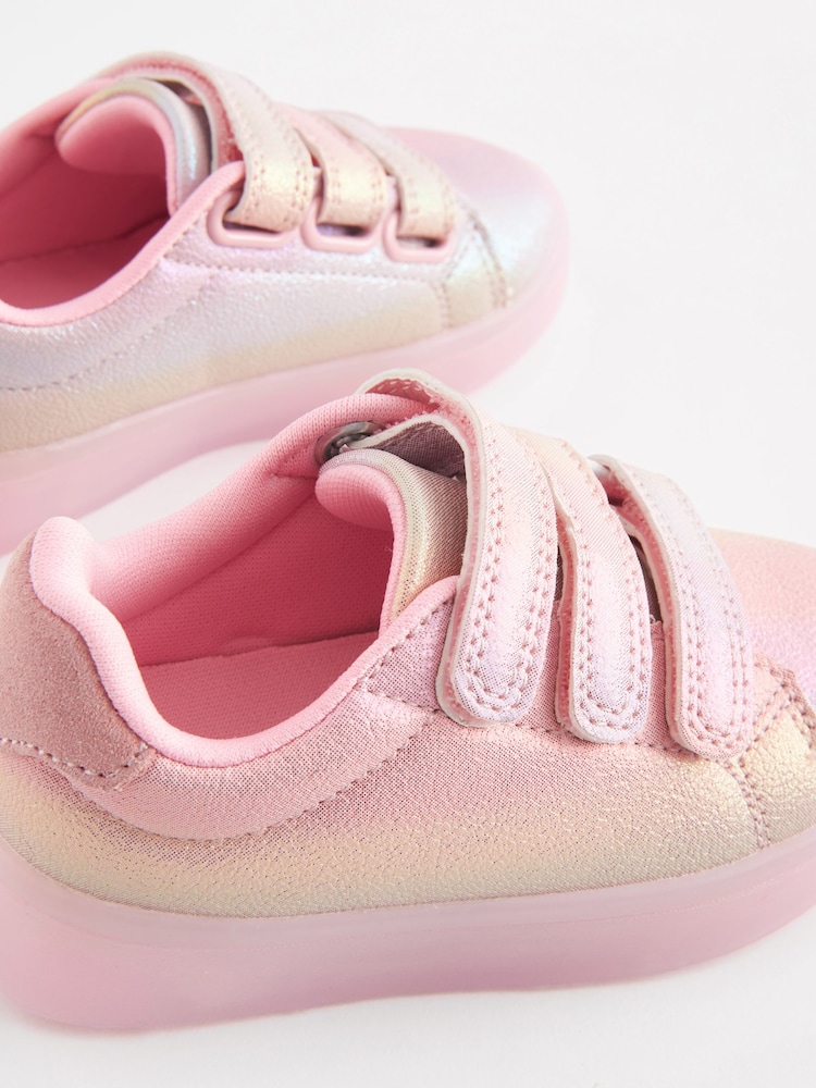 Pink Rainbow Shimmer Touch Fasten Light Up Trainers - Image 6 of 6