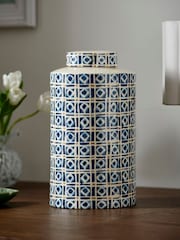 Nina Campbell Blue Printed Vase - Image 1 of 4