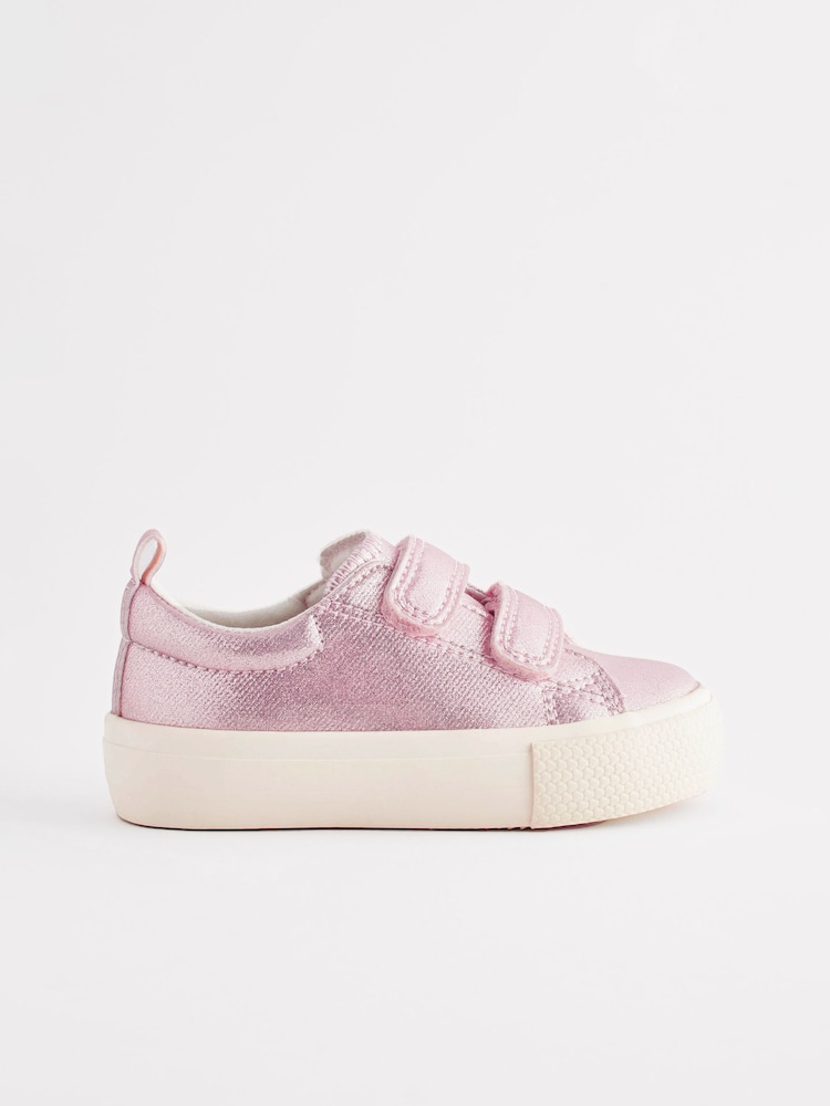 Pink Metallic Standard Fit (F) Chunky Trainers With Touch Fastening - Image 2 of 5
