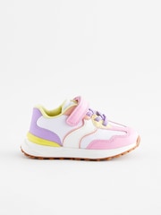 White/Pink/Yellow Elastic Lace Chunky Trainers - Image 3 of 7