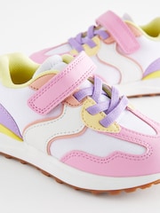 White/Pink/Yellow Elastic Lace Chunky Trainers - Image 4 of 7