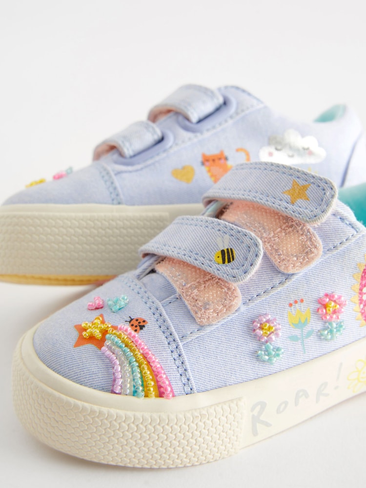 Blue Rainbow Standard Fit (F) Embellished Touch Fasten Strap Trainers - Image 9 of 9