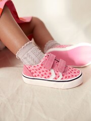 Pink Heart Touch Fasten Strap Printed Trainers - Image 1 of 8