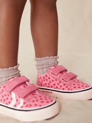 Pink Heart Touch Fasten Strap Printed Trainers - Image 2 of 8