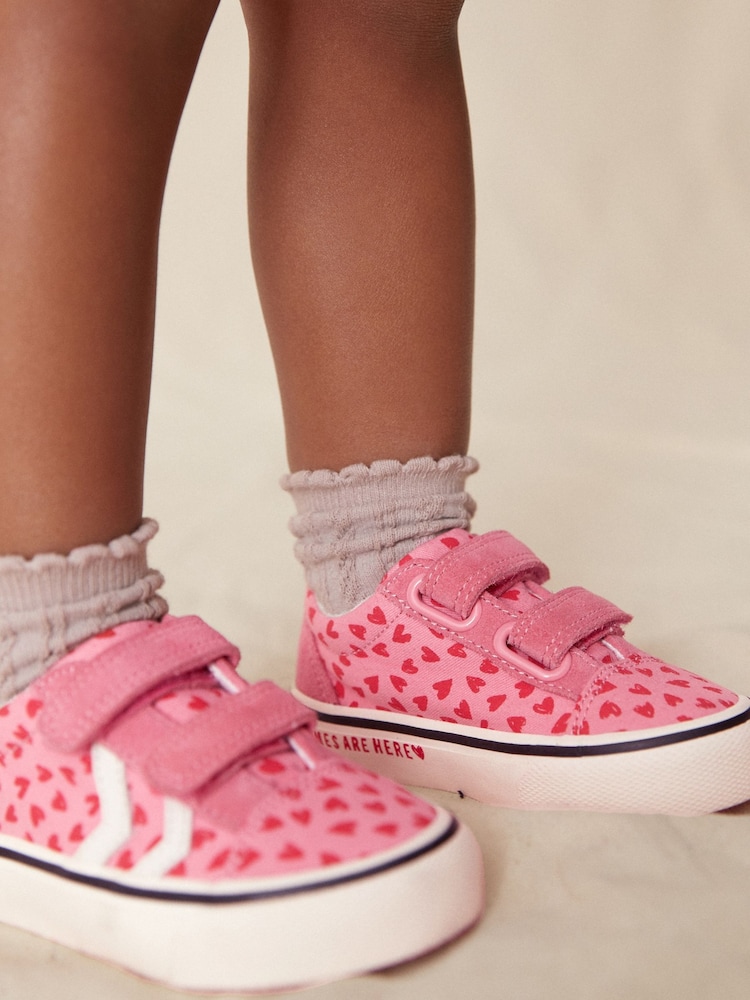 Pink Heart Touch Fasten Strap Printed Trainers - Image 2 of 8