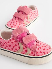 Pink Heart Touch Fasten Strap Printed Trainers - Image 6 of 8