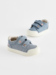 Blue Denim Standard Fit (F) Touch Fasten Strap Machine Washable Trainers - Image 1 of 6