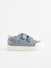 Blue Denim Standard Fit (F) Touch Fasten Strap Machine Washable Trainers - Image 2 of 6