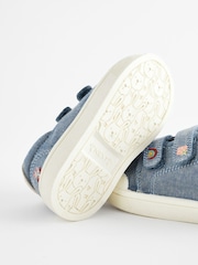 Blue Denim Standard Fit (F) Touch Fasten Strap Machine Washable Trainers - Image 4 of 6